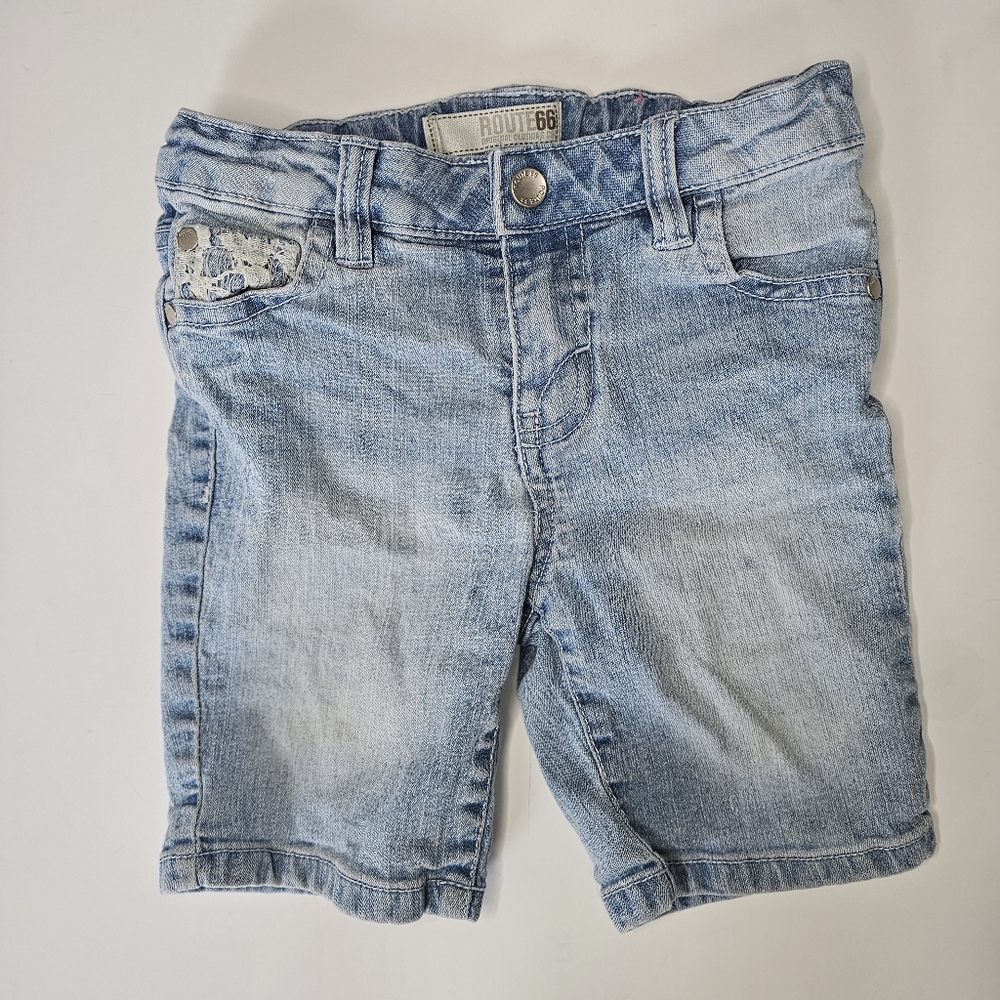 Route 66 Girls Lace Pocket Denim Shorts Light Wash Size 6